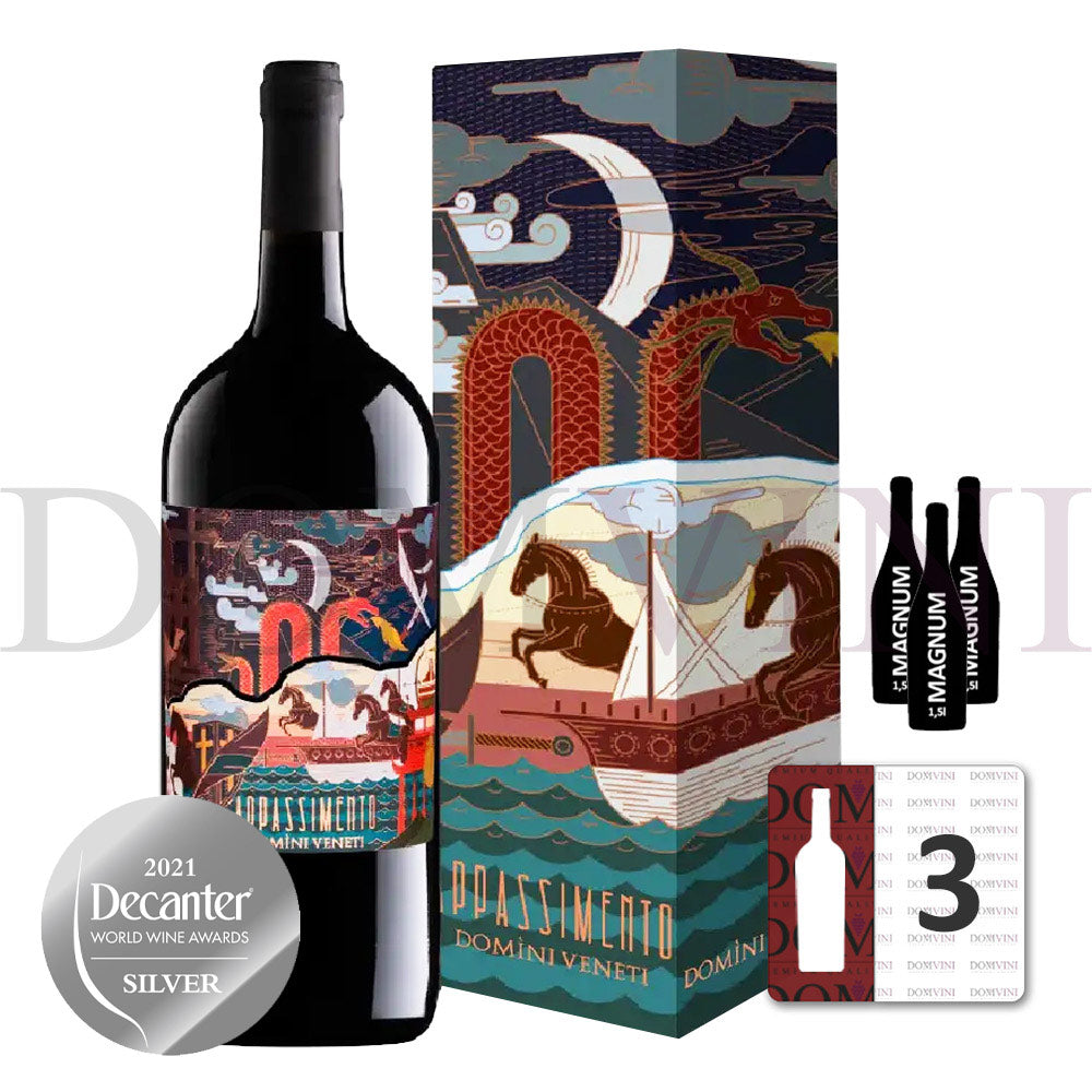 Appassimento Rosso Veneto IGT Passito 2023 (Marco Polo Edition), DOMINI VENETI - Magnum 1,5 Liter mit Geschenkpackung 3er Weinapaket