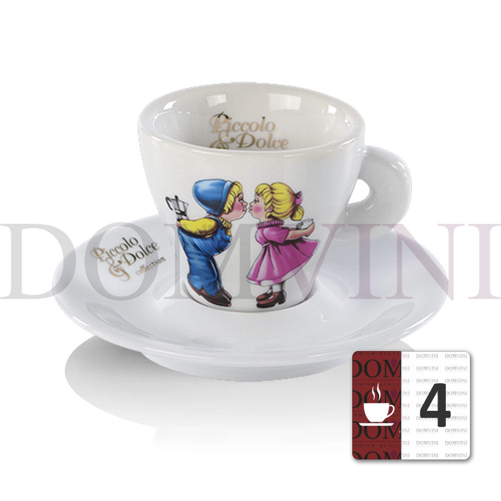 Lucaffe "Piccolo & Dolce" Premium Dickwandige Keramik Espressotasse 55ml - 4er Pack