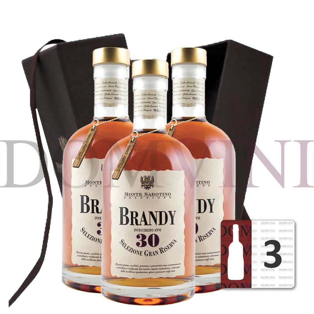 Brandy Gran Riserva 30 Jahre inkl. Geschenkbox - "Monte Sabotino" Distilleria Zanin 40% vol. 0,7 Liter - 3er Pack