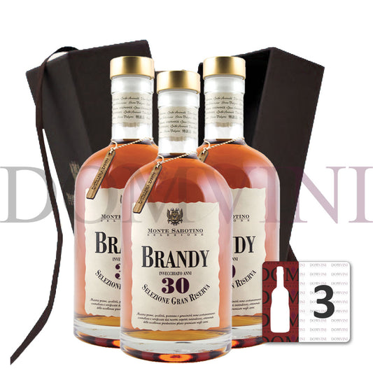Brandy Gran Riserva 30 Jahre inkl. Geschenkbox - "Monte Sabotino" Distilleria Zanin 40% vol.  0,7 Liter  - 3er Pack