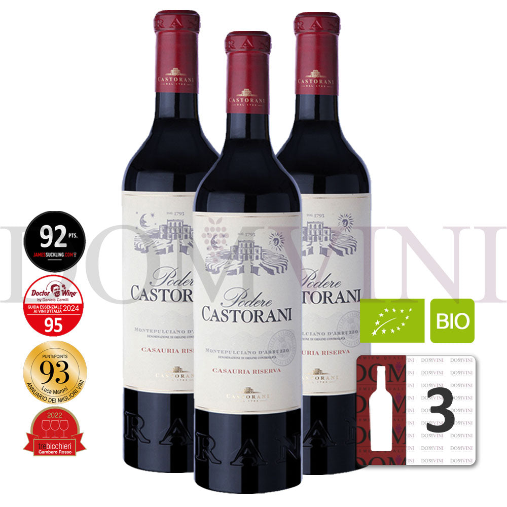 CASTORANI "Podere Castorani" Montepulciano d'Abruzzo DOC Casauria Riserva Bio 2017 - 3er Weinpaket
