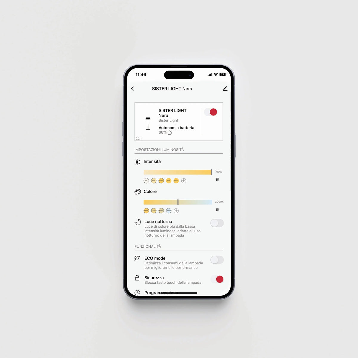 Sister Light Wi-Fi 3K Akku-Tischlampe IP65 Dimmbar Lighting App (Design Federico de Majo) - Zafferano