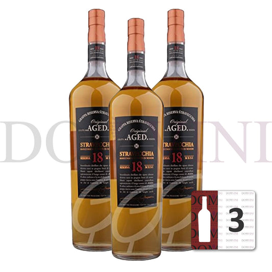 Lorenzo Gasparini Grappa Stravecchia 18 Mesi Riserva - 1,5 Liter Magnum 40% vol. - 3er Pack