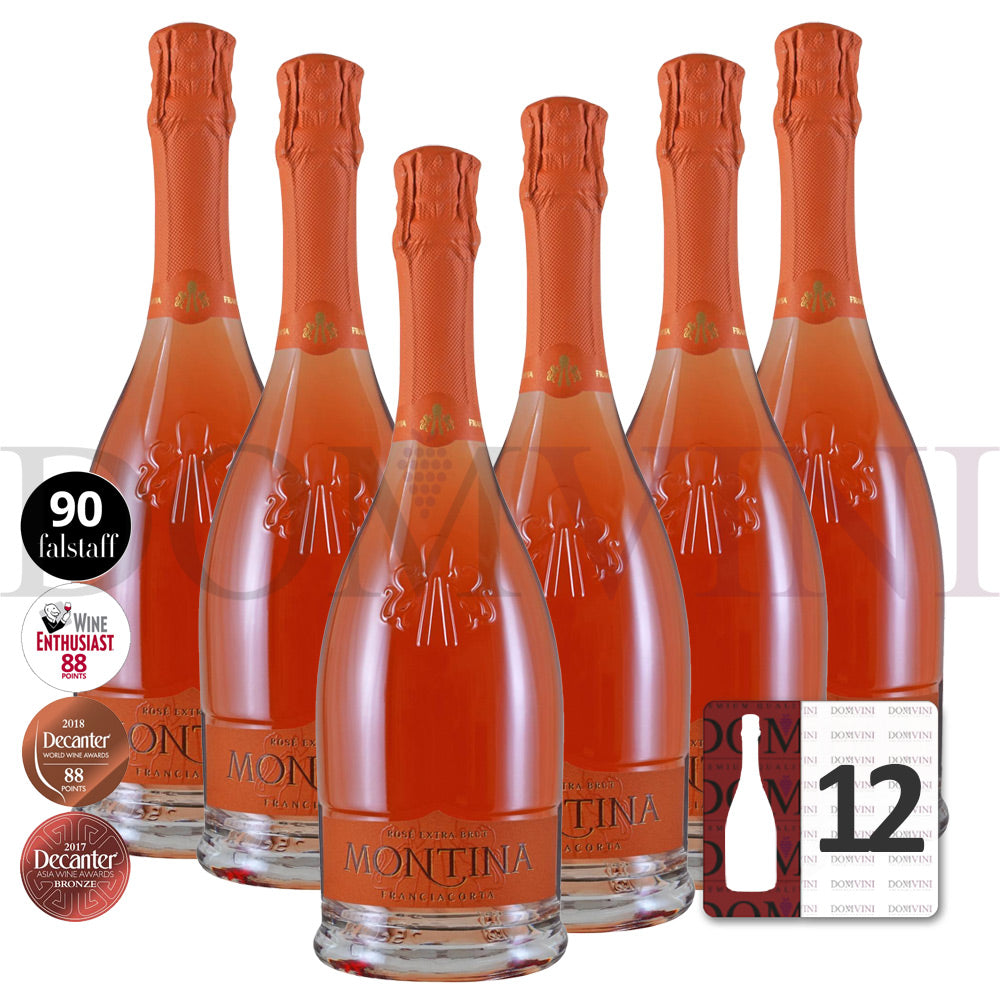 Montina Franciacorta Rosè Extra Brut DOCG "Neue Kollektion"- 12er Schaumwein-Paket