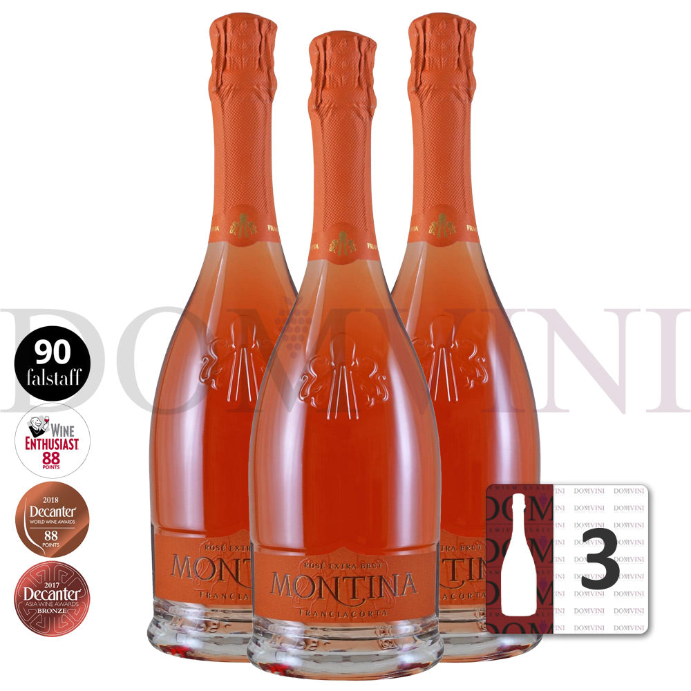 Montina Franciacorta Rosè Extra Brut DOCG "Neue Kollektion" - 3er Schaumwein-Paket