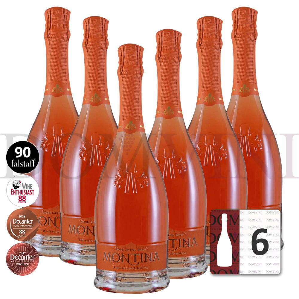 Montina Franciacorta Rosè Extra Brut DOCG "Neue Kollektion" - 6er Schaumwein-Paket