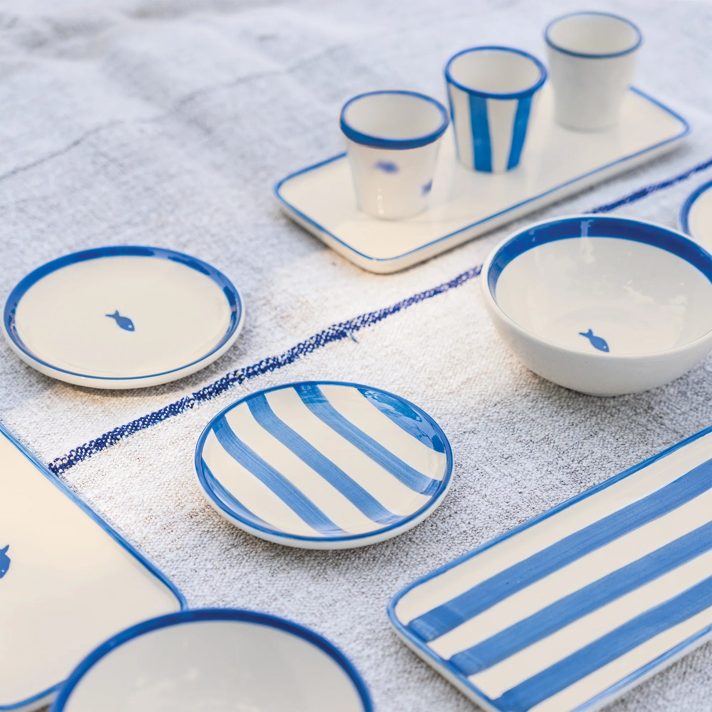 "Stencil" Teller rund 13cm handgefertigt (Design Federico de Majo) (6er-Set)