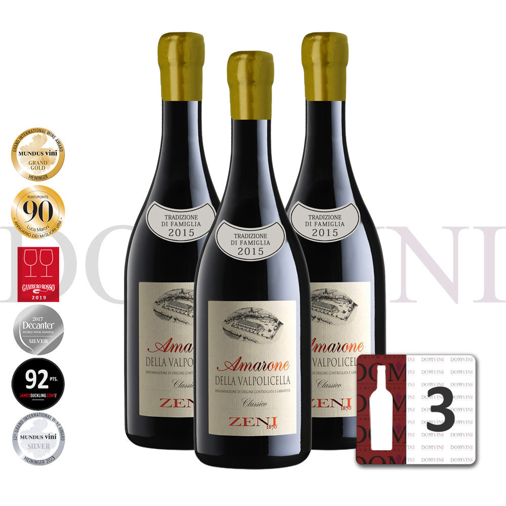 ZENI "Amarone della Valpolicella" DOCG Classico 2015 (TRADIZIONE DI FAMIGLIA 2015) -3er Weinpaket