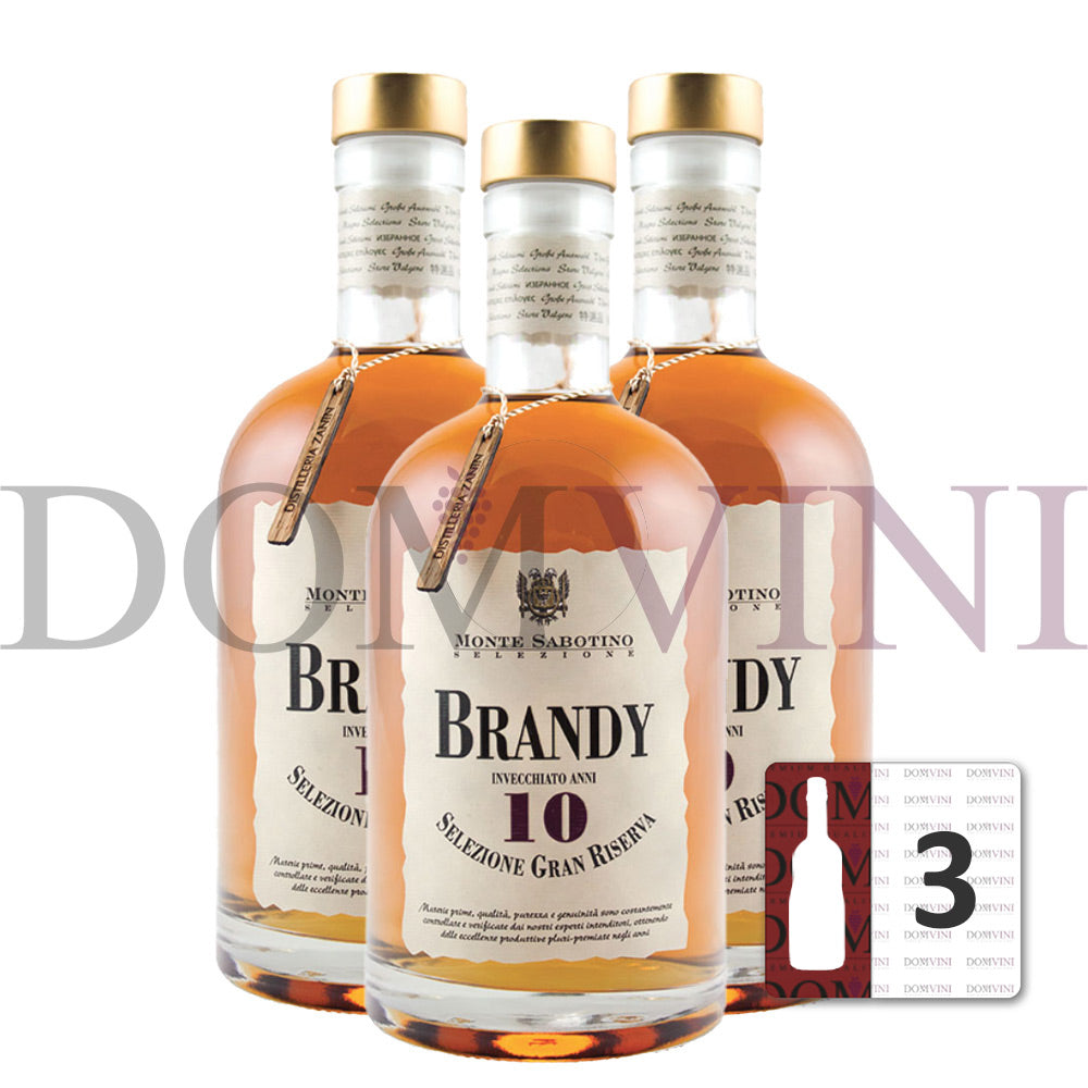 Brandy Gran Riserva 10 Jahre inkl. Geschenkbox - "Monte Sabotino" Distilleria Zanin 40% vol. 0,7 Liter - 3er Pack