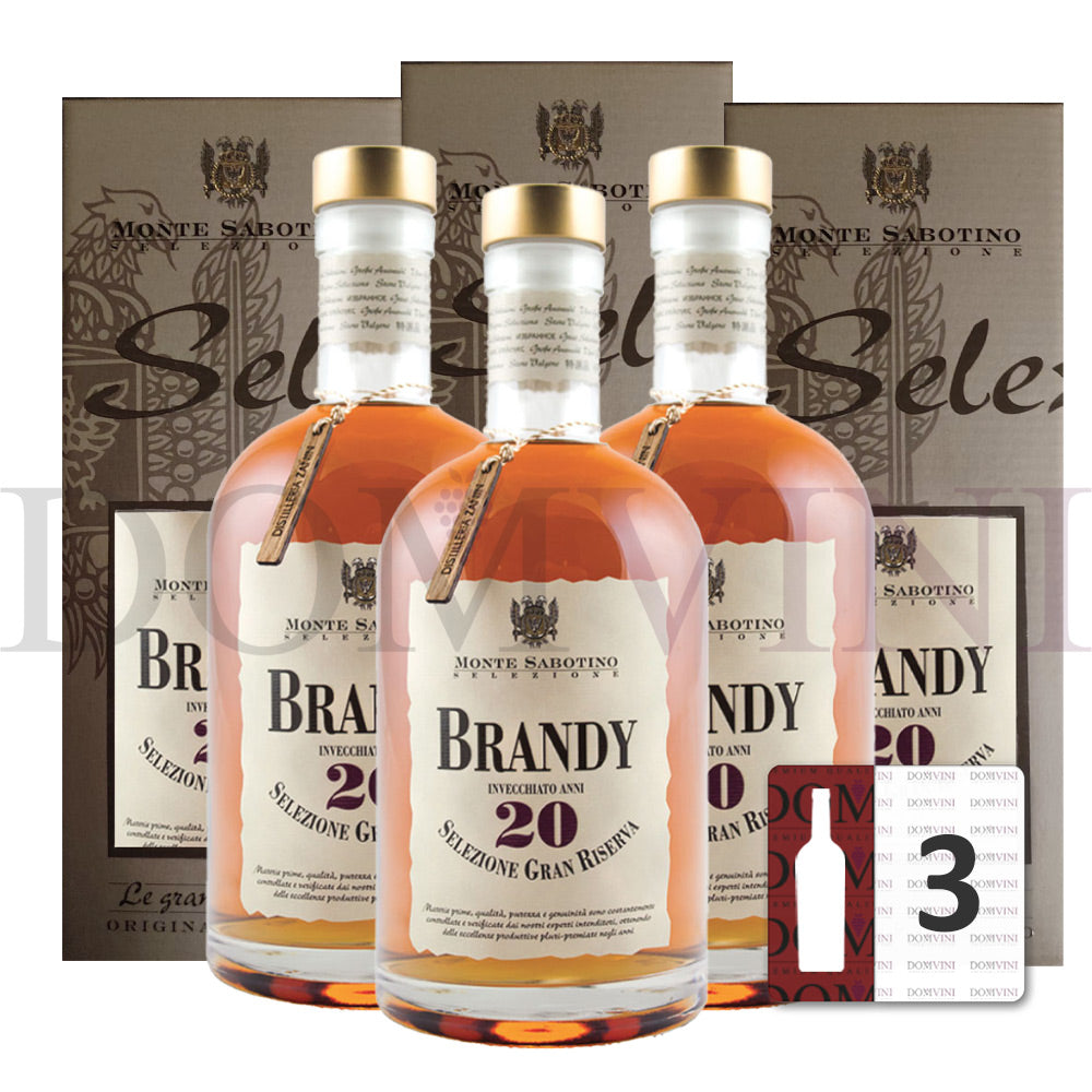 Brandy Gran Riserva 20 Jahre inkl. Geschenkbox - "Monte Sabotino" Distilleria Zanin 40% vol. 0,7 Liter - 3er Pack