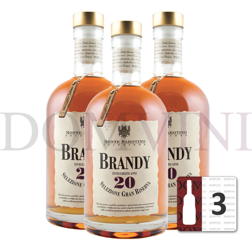 Brandy Gran Riserva 20 Jahre inkl. Geschenkbox - "Monte Sabotino" Distilleria Zanin 40% vol. 0,7 Liter - 3er Pack