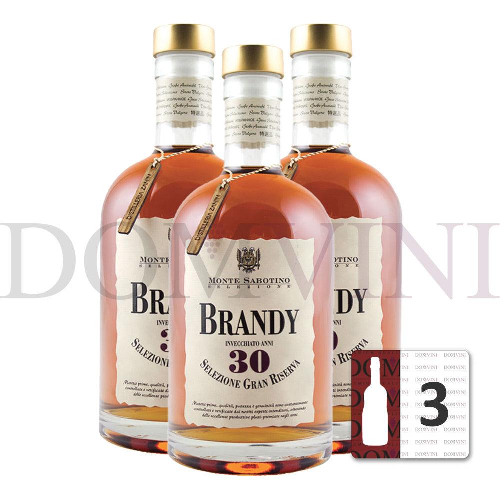 Brandy Gran Riserva 30 Jahre inkl. Geschenkbox - "Monte Sabotino" Distilleria Zanin 40% vol. 0,7 Liter - 3er Pack