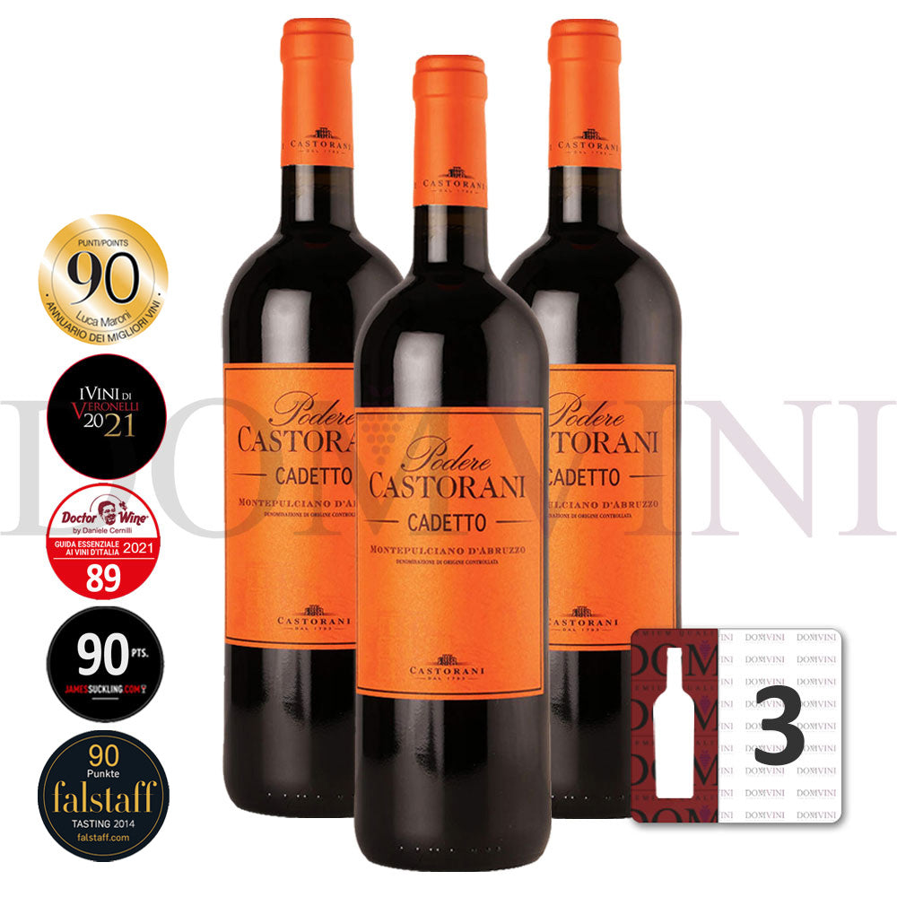 CASTORANI "Podere Castrorani" Cadetto Montepulciano d'Abruzzo DOC 2019 - 3er Weinpaket