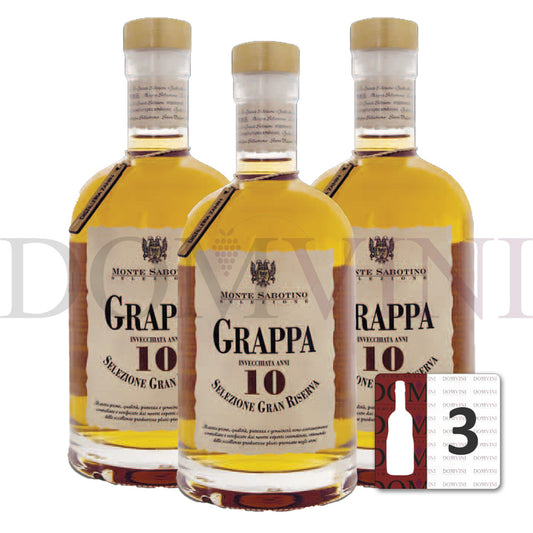 Grappa Selezione Gran Riserva 10 Jahre inkl. Geschenkbox - "Monte Sabotino" Distilleria Zanin 40% vol. 0,7 Liter  - 3er Pack