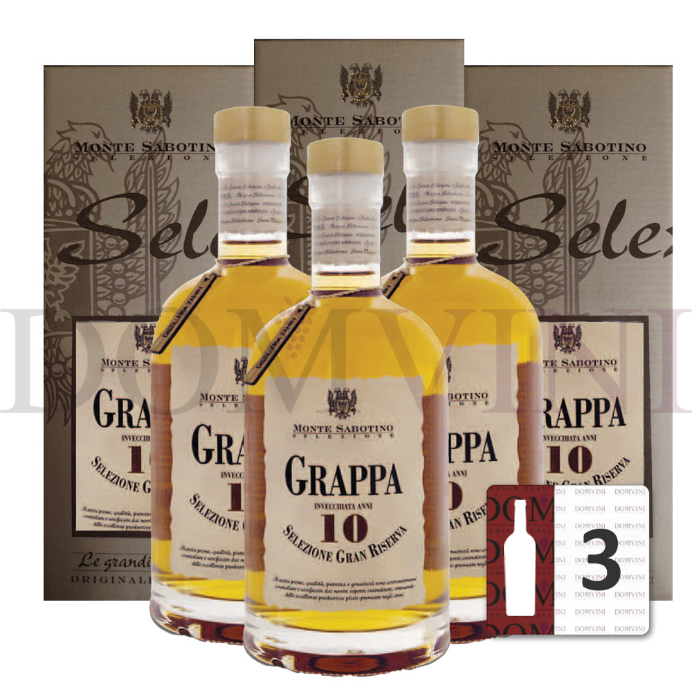 Grappa Selezione Gran Riserva 10 Jahre inkl. Geschenkbox - "Monte Sabotino" Distilleria Zanin 40% vol. 0,7 Liter - 3er Pack
