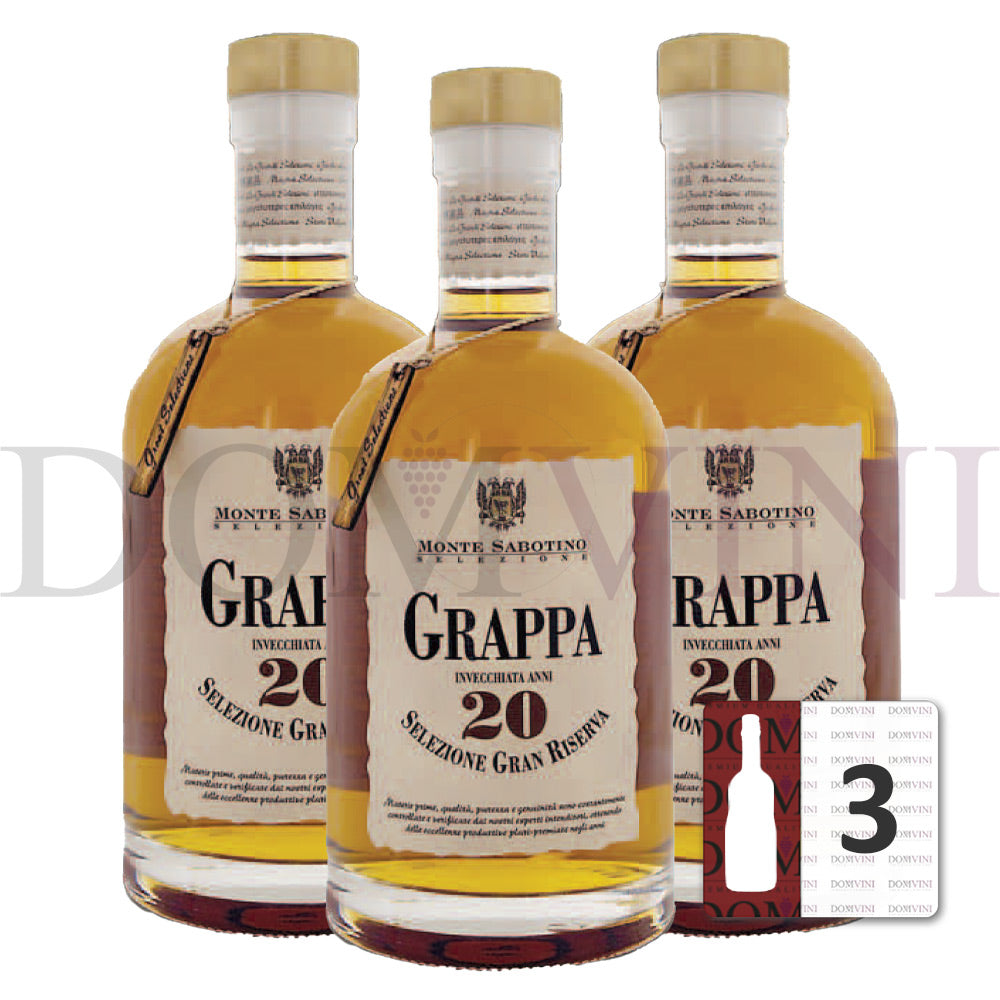 Grappa Selezione Gran Riserva 20 Jahre inkl. Geschenkbox - "Monte Sabotino" Distilleria Zanin 40% vol. 0,7 Liter - 3er Pack