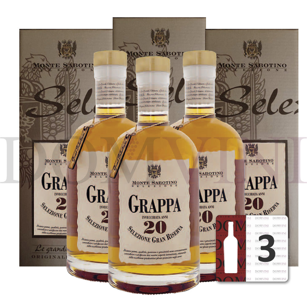 Grappa Selezione Gran Riserva 20 Jahre inkl. Geschenkbox - "Monte Sabotino" Distilleria Zanin 40% vol. 0,7 Liter - 3er Pack