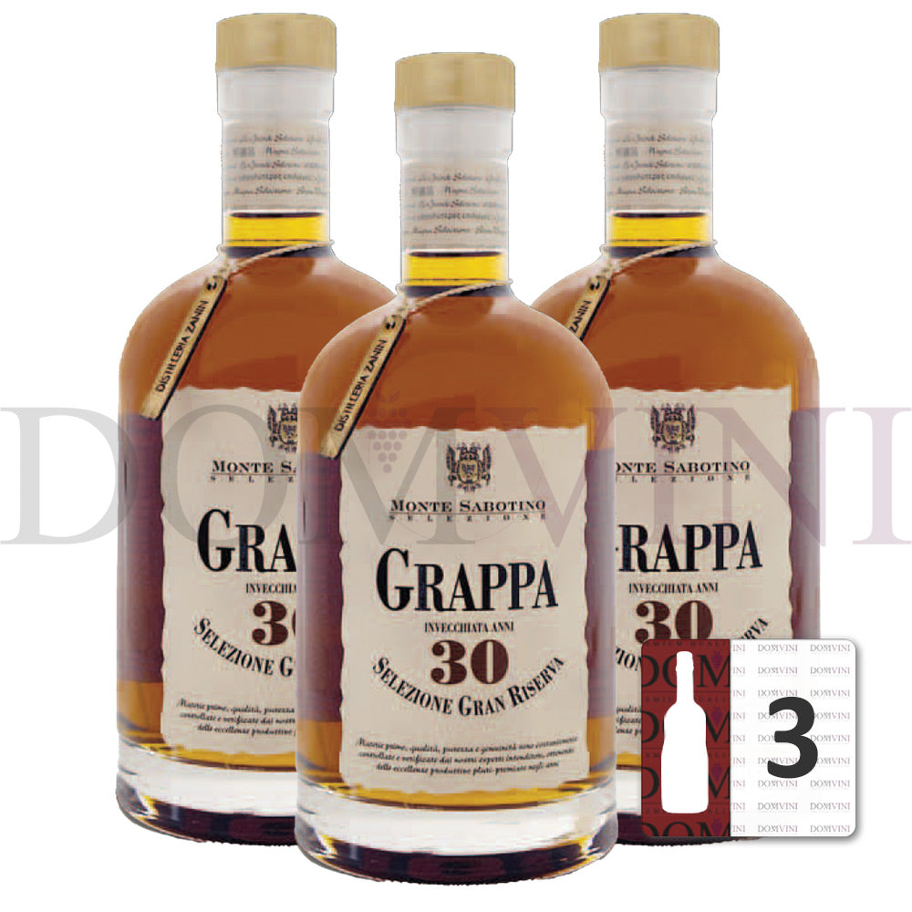 Grappa Selezione Gran Riserva 30 Jahre inkl. Geschenkbox - "Monte Sabotino" Distilleria Zanin 40% vol. 0,7 Liter - 3er Pack
