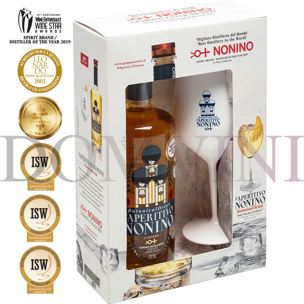 Nonino L'Aperitivo Botanical Drink 21% vol. 0,7l + 1 Glas Tritan (Geschenkbox)