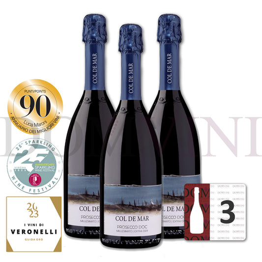„COL DE MAR“ Prosecco DOC Millesimato EXTRA DRY SQNPI 2025 (3er Weinpaket)