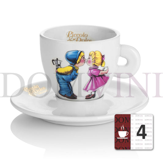 Lucaffe "Piccolo & Dolce" Premium Dickwandige Keramik Cappuccinotasse 165ml - 4er Pack