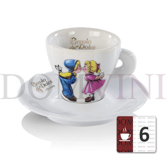 Lucaffe "Piccolo & Dolce" Premium Dickwandige Keramik Espressotasse 55ml - 6er Pack