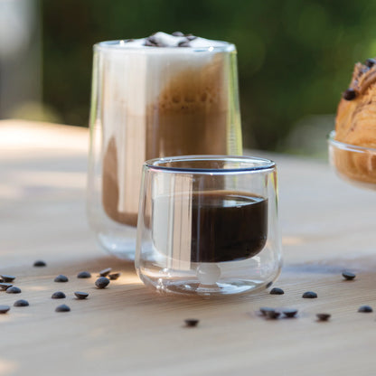 Bilia doppelwandige Kaffeetasse 9,5cl handgefertigt (Design Federico de Majo) zafferano (2er-Set)