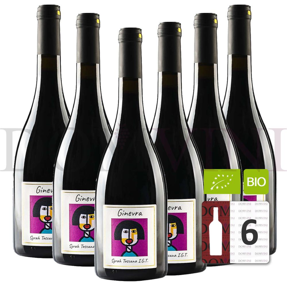 GLI ARCHI "Ginevra" Syrah Toscana IGT 2019 Bio - 6er Weinpaket
