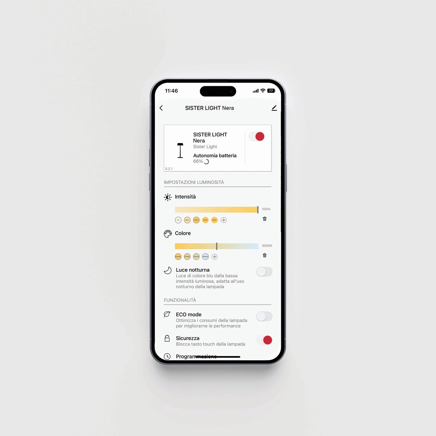 Sister Light Wi-Fi 3K Akku-Tischlampe IP65 Dimmbar Lighting App (Design Federico de Majo) - Zafferano