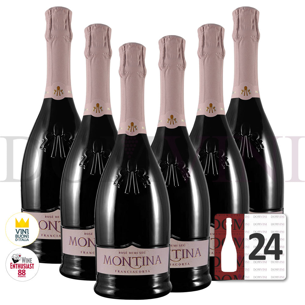 Montina Franciacorta Rosè Demi Sec DOCG "Neue Kollektion" - 24er Schaumwein-Paket
