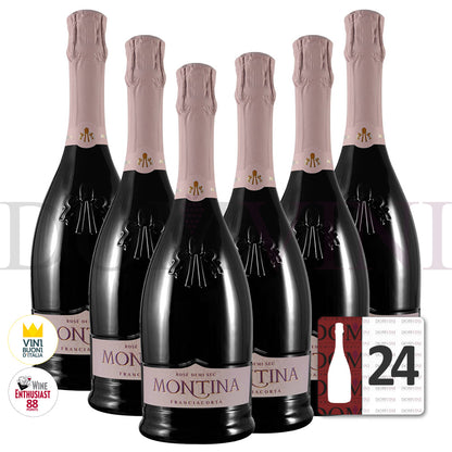 Montina Franciacorta Rosè Demi Sec DOCG "Neue Kollektion" - 24er Schaumwein-Paket