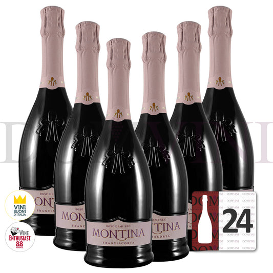 Montina Franciacorta Rosè Demi Sec DOCG "Neue Kollektion" - 24er Schaumwein-Paket