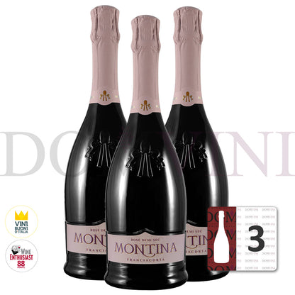 Montina Franciacorta Rosè Demi Sec DOCG "Neue Kollektion" - 3er Schaumwein-Paket