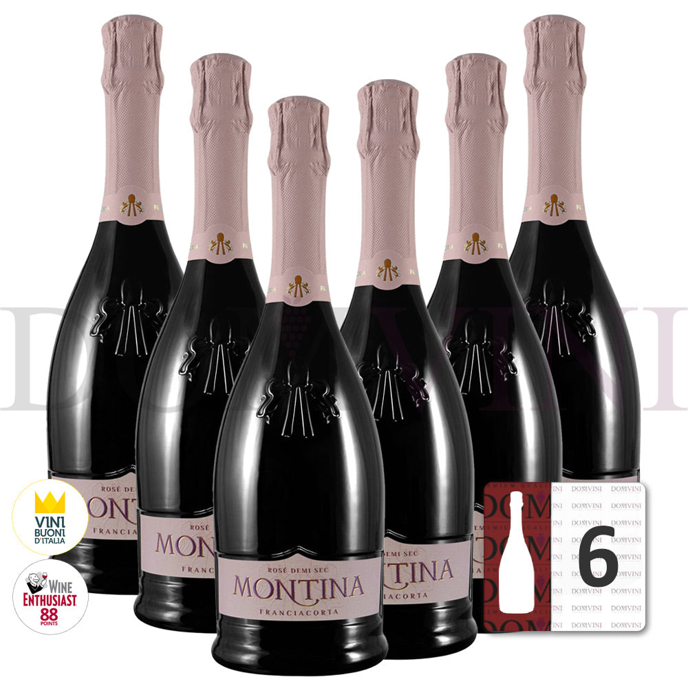 Montina Franciacorta Rosè Demi Sec DOCG "Neue Kollektion" - 6er Schaumwein-Paket