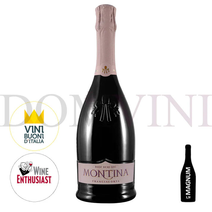La Montina Franciacorta Rosè Demi Sec DOCG - Magnumflasche 1,5l + 2 Gläser + OHK (Geschenkbox)