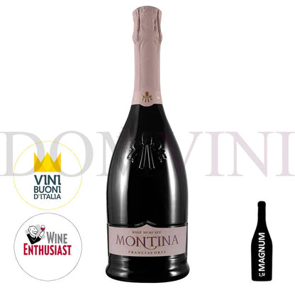La Montina Franciacorta Rosè Demi Sec DOCG - Magnumflasche 1,5l + 2 Gläser + OHK (Geschenkbox)