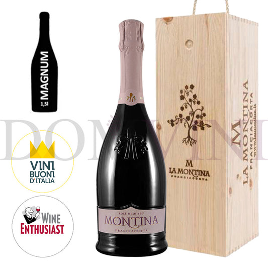 La Montina Franciacorta Rosè Demi Sec DOCG - Magnumflasche 1,5l + OHK (Geschenkbox)