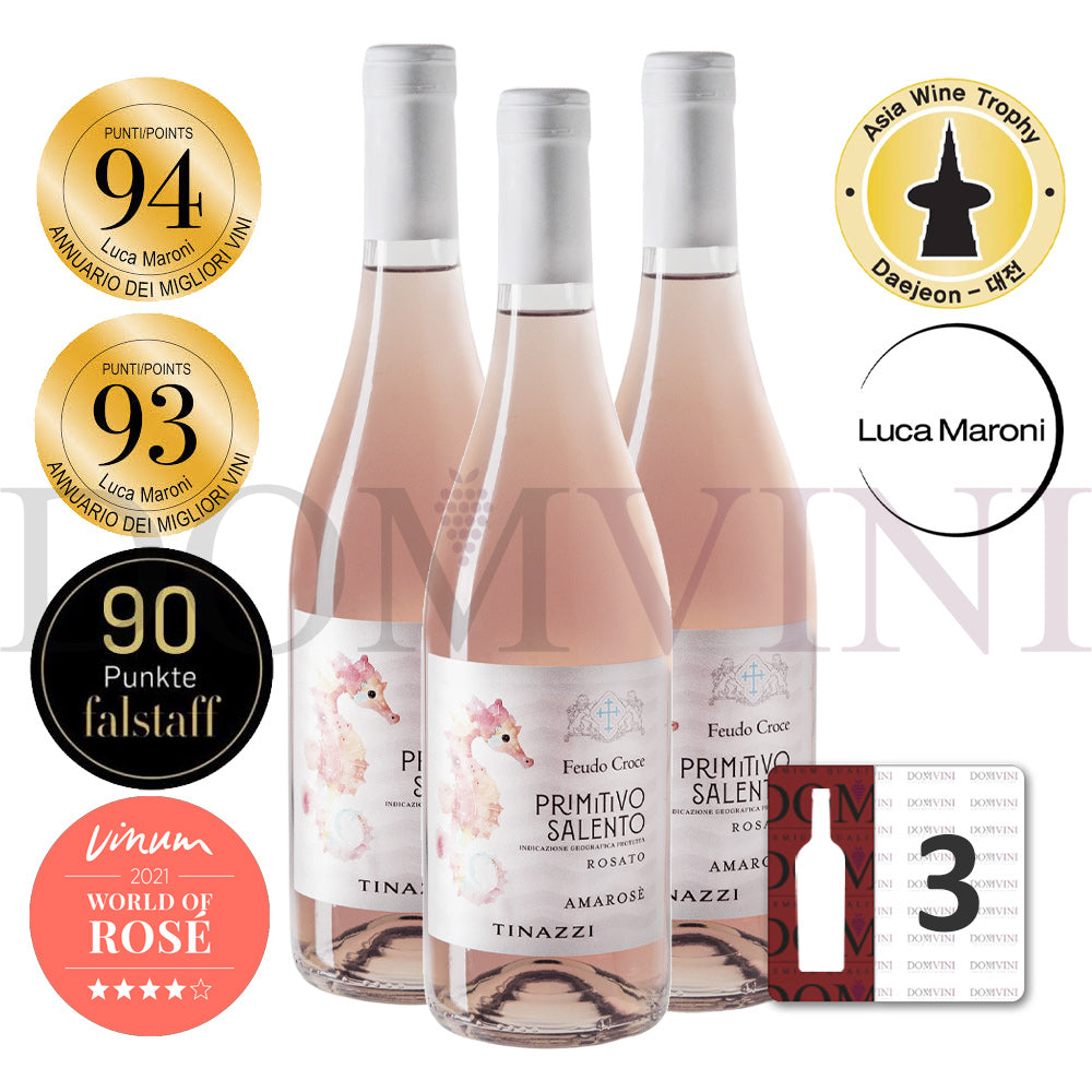 Feudo Croce "Amarosè" Primitivo Salento Rosato IGP 2024, TINAZZI - 3er Weinpaket