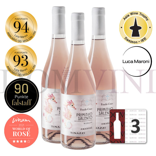 Feudo Croce "Amarosè" Primitivo Salento Rosato IGP 2024, TINAZZI - 3er Weinpaket