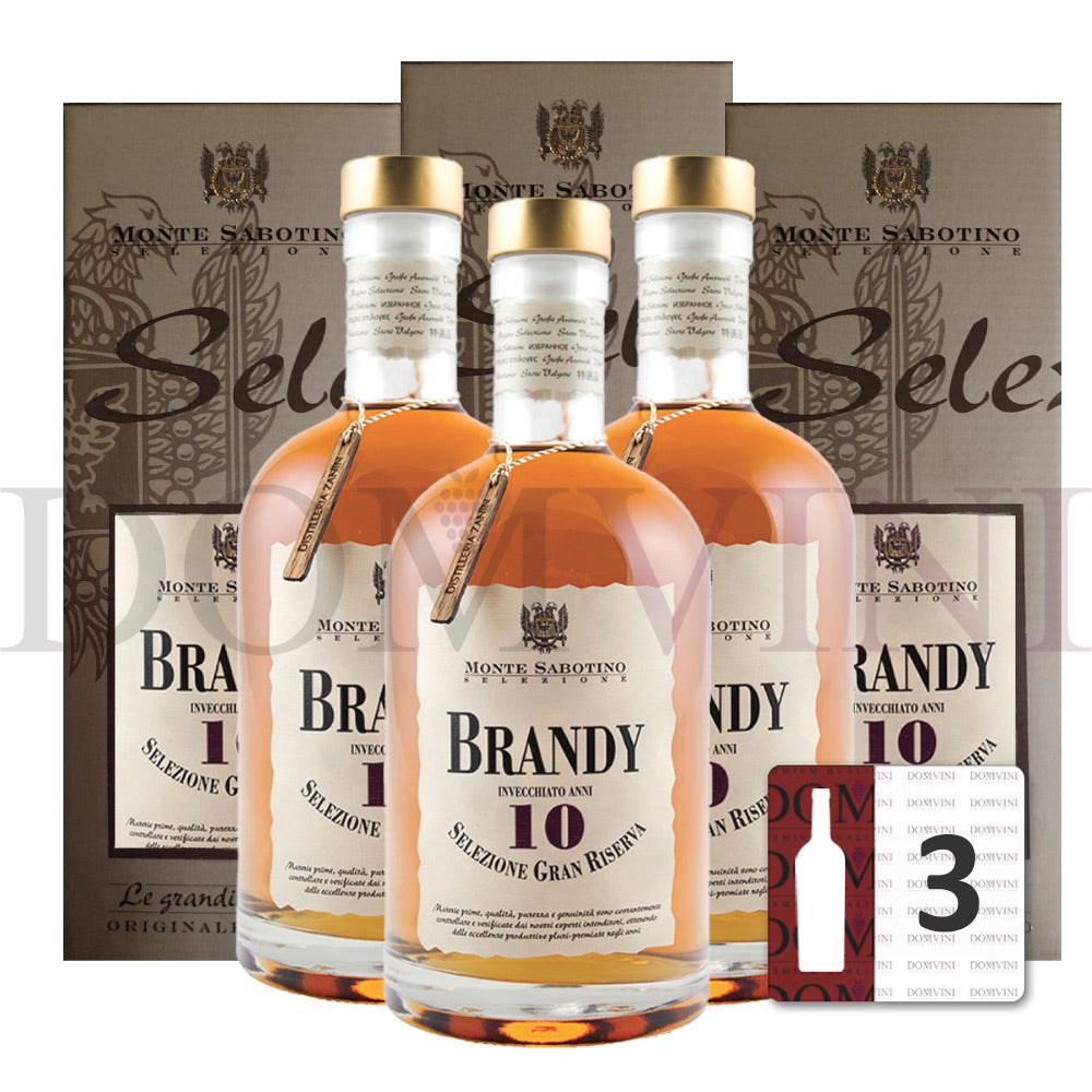 Brandy Gran Riserva 10 Jahre inkl. Geschenkbox - "Monte Sabotino" Distilleria Zanin 40% vol.  0,7 Liter - 3er Pack