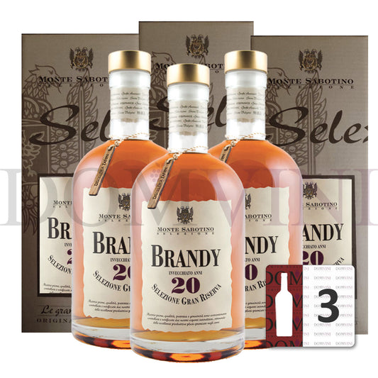 Brandy Gran Riserva 20 Jahre inkl. Geschenkbox - "Monte Sabotino" Distilleria Zanin 40% vol.  0,7 Liter  - 3er Pack