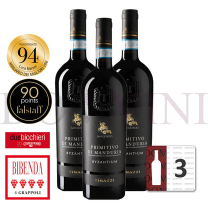 San Giorgio - Byzantium Primitivo di Manduria DOP 2023, TINAZZI - 3er Weinpaket