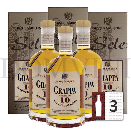 Grappa Selezione Gran Riserva 10 Jahre inkl. Geschenkbox - "Monte Sabotino" Distilleria Zanin 40% vol. 0,7 Liter  - 3er Pack