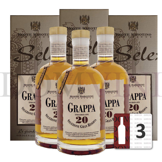 Grappa Selezione Gran Riserva 20 Jahre inkl. Geschenkbox - "Monte Sabotino" Distilleria Zanin 40% vol. 0,7 Liter  - 3er Pack