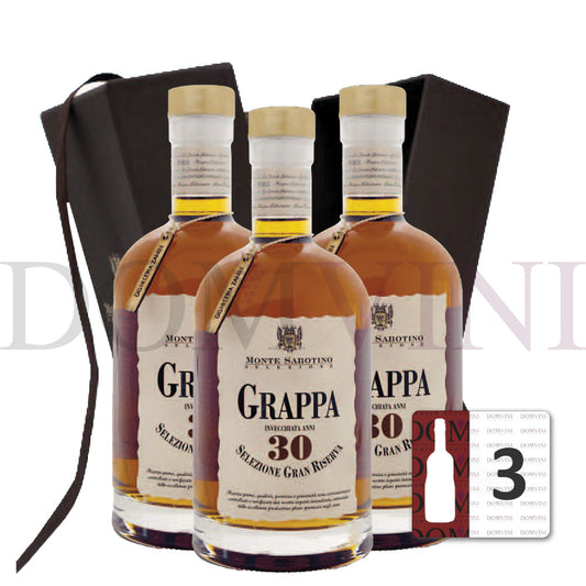 Grappa Selezione Gran Riserva 30 Jahre inkl. Geschenkbox - "Monte Sabotino" Distilleria Zanin 40% vol.  0,7 Liter  - 3er Pack