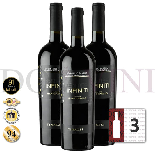Cantine San Giorgio "Sentieri Infiniti" Primitivo Puglia IGP 2024, Tinazzi - 3er Weinpaket