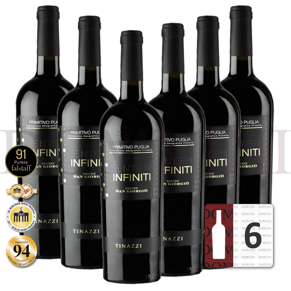 Cantine San Giorgio "Sentieri Infiniti" Primitivo Puglia IGP 2024, Tinazzi - 6er Weinpaket