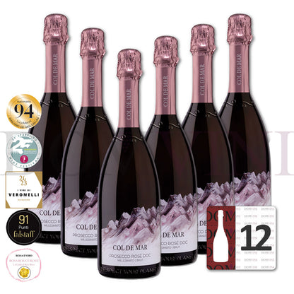 "COL DE MAR" Prosecco Rosé DOC Millesimato Brut SQNPI 2025 (12er Weinpaket)