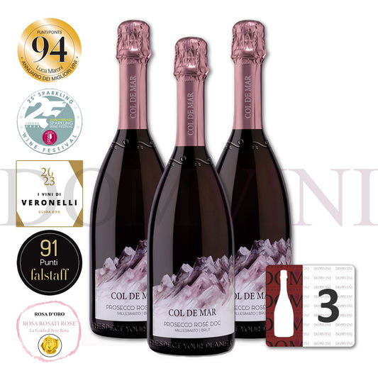 "COL DE MAR" Prosecco Rosé DOC Millesimato Brut SQNPI 2025 (3er Weinpaket)
